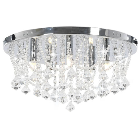 Vidaxl plafond avec des perles de cristal autour de 4xg9 de couleur argentée