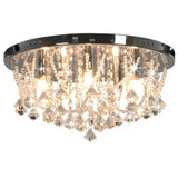 Vidaxl plafond avec des perles de cristal autour de 4xg9 de couleur argentée