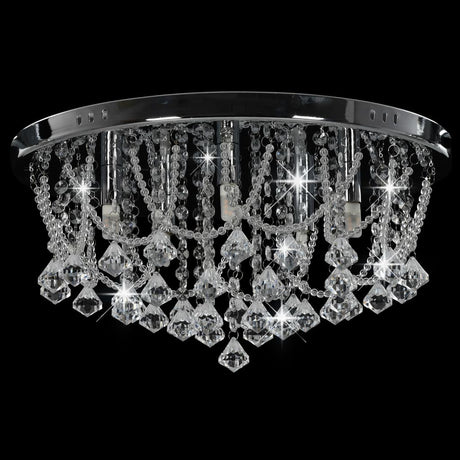 Vidaxl plafond avec des perles de cristal autour de 4xg9 de couleur argentée