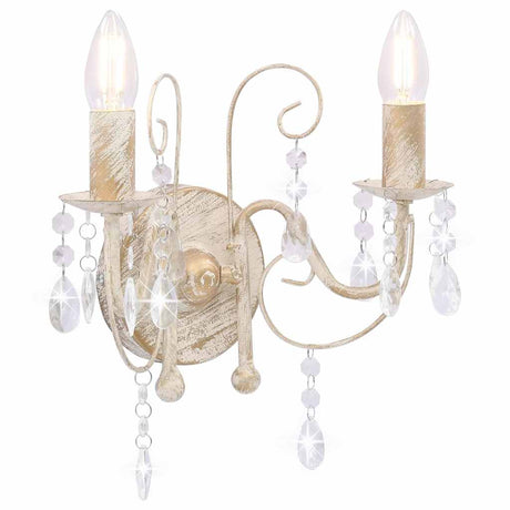 Vidaxl Lampe murale avec perles 2xe14 Antique blanc