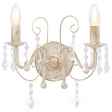 Vidaxl Lampe murale avec perles 2xe14 Antique blanc