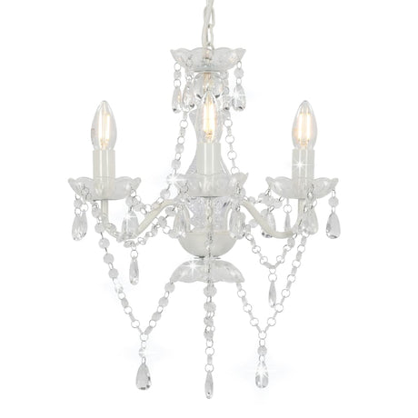 Chandelier Vidaxl avec des perles autour de 3xe14 blanc