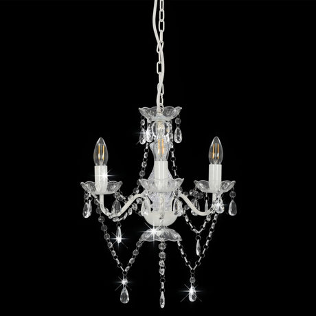 Chandelier Vidaxl avec des perles autour de 3xe14 blanc