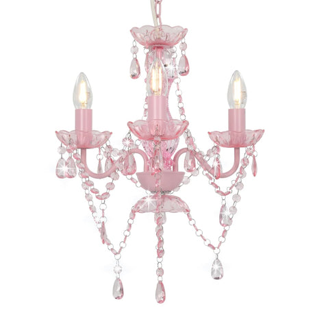 Chandelier Vidaxl avec des perles autour de 3xe14 rose