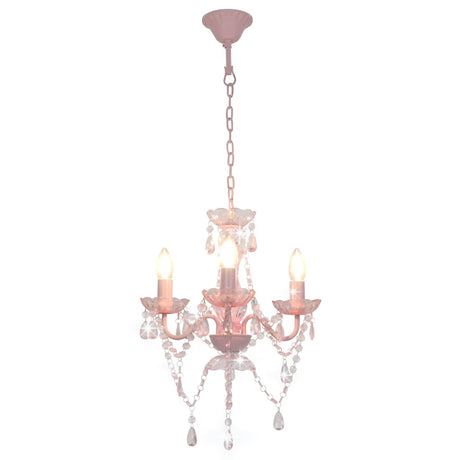 Chandelier Vidaxl avec des perles autour de 3xe14 rose