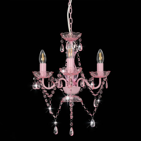 Chandelier Vidaxl avec des perles autour de 3xe14 rose
