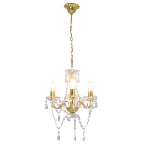 Chandelier Vidaxl avec des perles autour de 3xe14 de couleur or