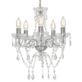 Chandelier Vidaxl avec des perles de cristal autour de 5xe14 de couleur argentée