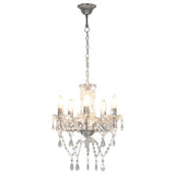 Chandelier Vidaxl avec des perles de cristal autour de 5xe14 de couleur argentée