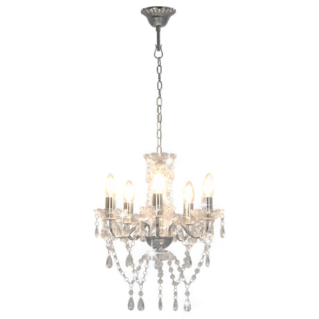 Chandelier Vidaxl avec des perles de cristal autour de 5xe14 de couleur argentée