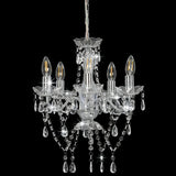 Chandelier Vidaxl avec des perles de cristal autour de 5xe14 de couleur argentée