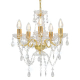 Chandelier Vidaxl avec des perles de cristal autour de 5xe14 de couleur dorée