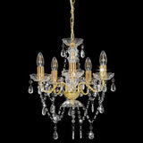 Chandelier Vidaxl avec des perles de cristal autour de 5xe14 de couleur dorée