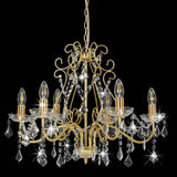 Chandelier Vidaxl avec des perles de cristal autour de 6xe14 de couleur or