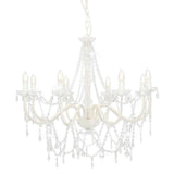 Chandelier Vidaxl avec perles 8Xe14 blanc