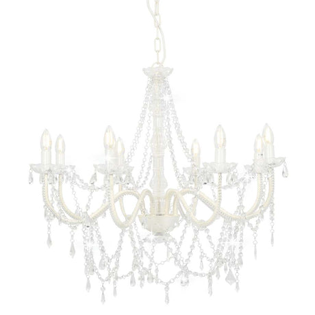 Chandelier Vidaxl avec perles 8Xe14 blanc