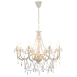 Chandelier Vidaxl avec perles 8Xe14 blanc