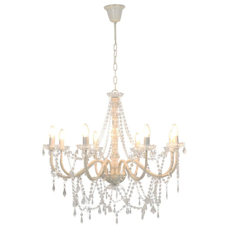 Chandelier Vidaxl avec perles 8Xe14 blanc