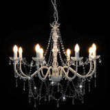 Chandelier Vidaxl avec perles 8Xe14 blanc
