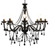 Chandelier Vidaxl avec des perles 8xe14 noir