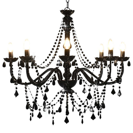 Chandelier Vidaxl avec des perles 8xe14 noir