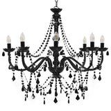 Chandelier Vidaxl avec des perles 8xe14 noir
