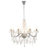 Lustre vidaxl avec perles 8xe14 couleurs argentées