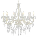 Chandelier Vidaxl avec perles 12Xe14 blanc