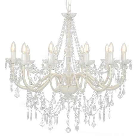 Chandelier Vidaxl avec perles 12Xe14 blanc