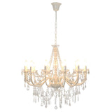 Chandelier Vidaxl avec perles 12Xe14 blanc