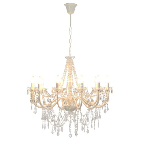Chandelier Vidaxl avec perles 12Xe14 blanc
