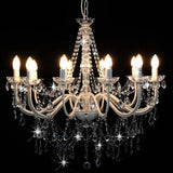 Chandelier Vidaxl avec perles 12Xe14 blanc