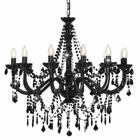 Chandelier Vidaxl avec des perles 12xe14 noir