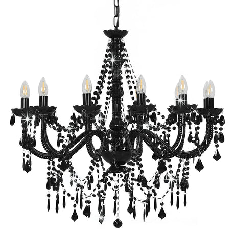 Chandelier Vidaxl avec des perles 12xe14 noir