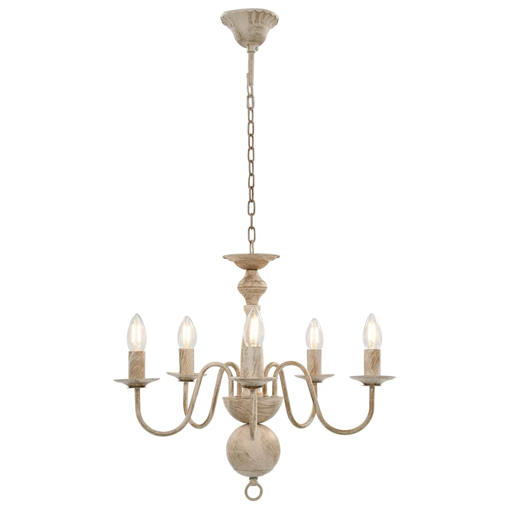 Vidaxl lustre 5xe14 antique blanc