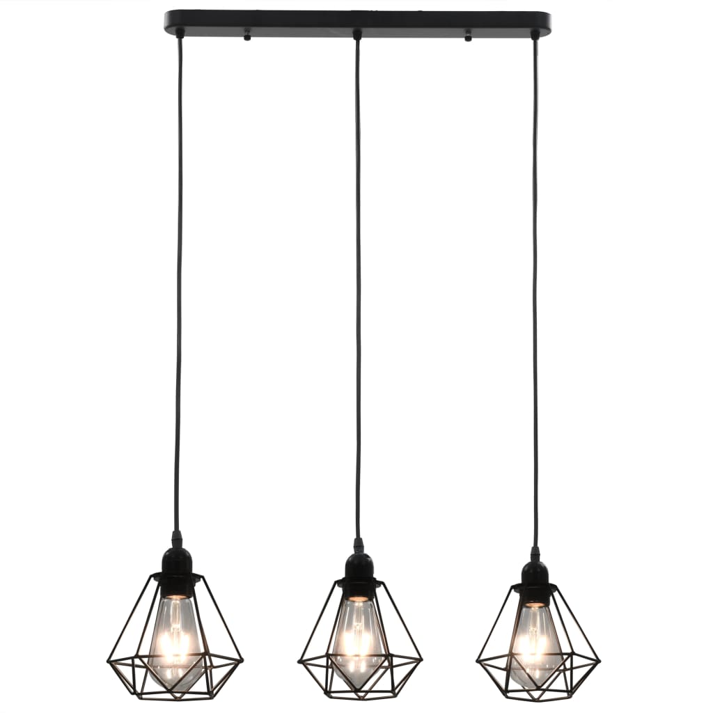 Vidaxl ceiling lamp with diamond -shaped 3xe27 black