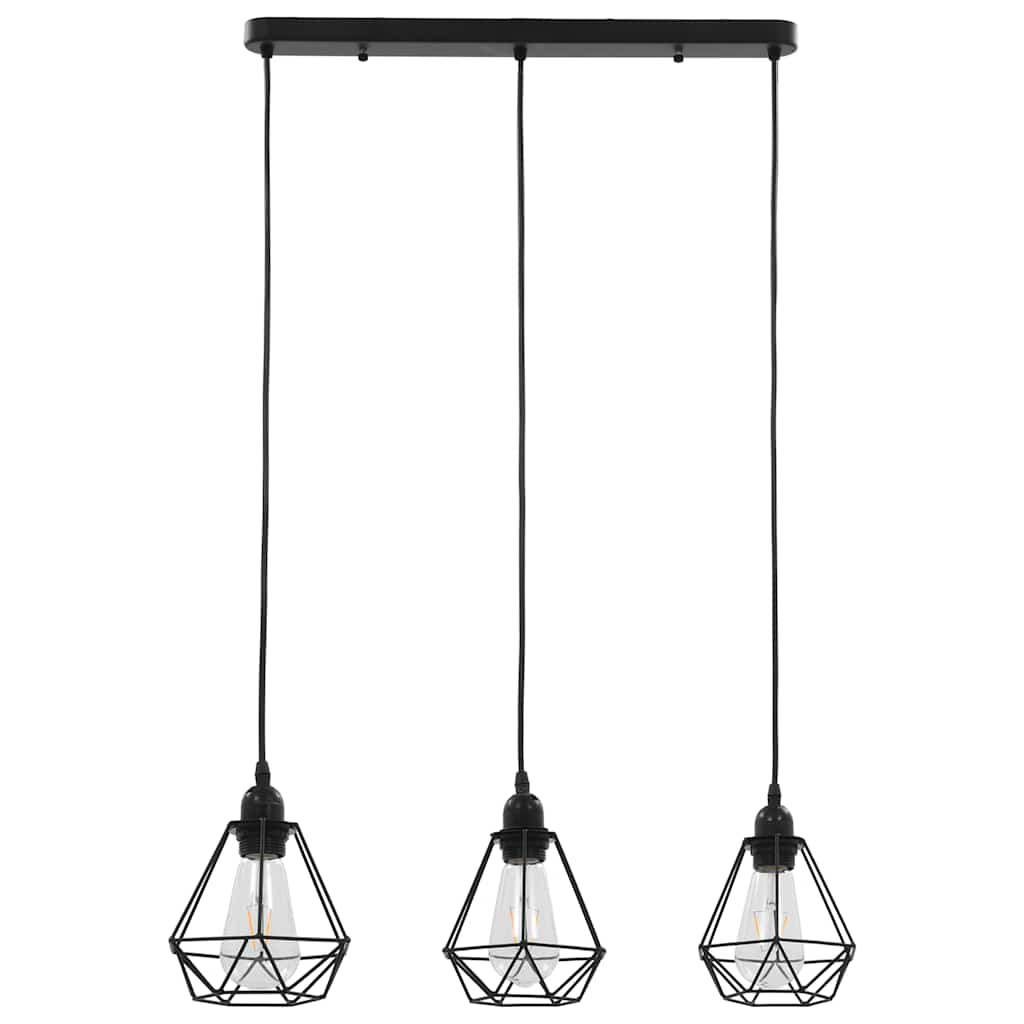 Vidaxl Plafond lampe avec 3XE27 en forme de diamant noir