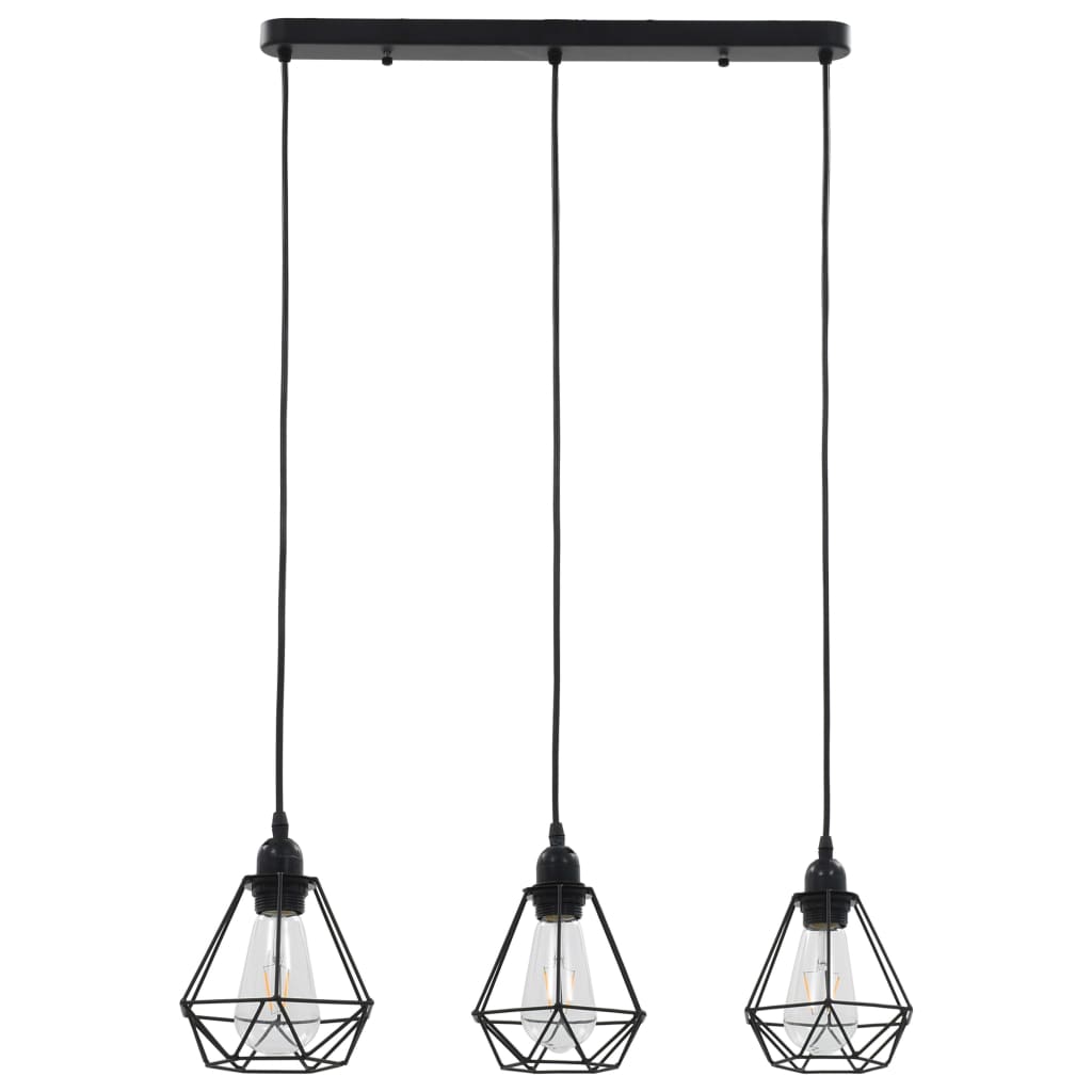 Vidaxl Plafond lampe avec 3XE27 en forme de diamant noir