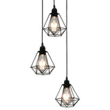 Vidaxl Plafond Lampe à forme de diamant 3xe27 noir