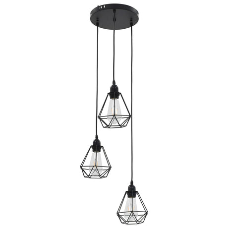 Vidaxl Plafond Lampe à forme de diamant 3xe27 noir