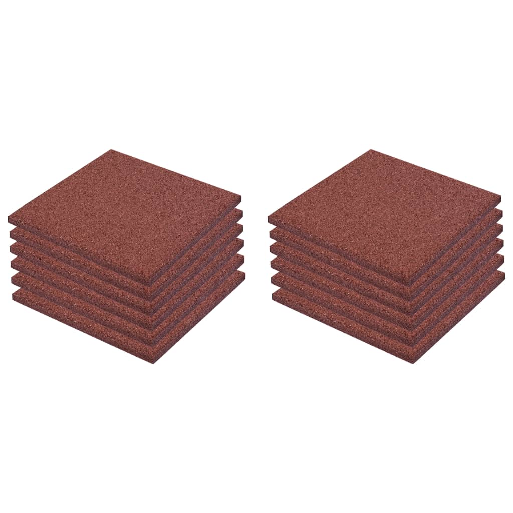 VidaXL Valtegels 12 st 50x50x3 cm rubber rood