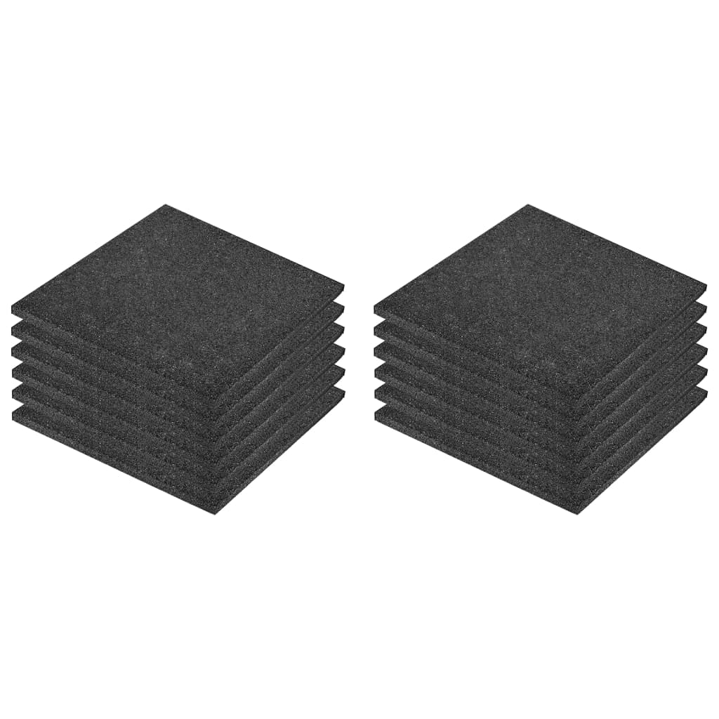 VidaXL Valtegels 12 st 50x50x3 cm rubber zwart