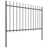 Vidaxl Garden Fence avec Spears Top 1,8 m en acier noir