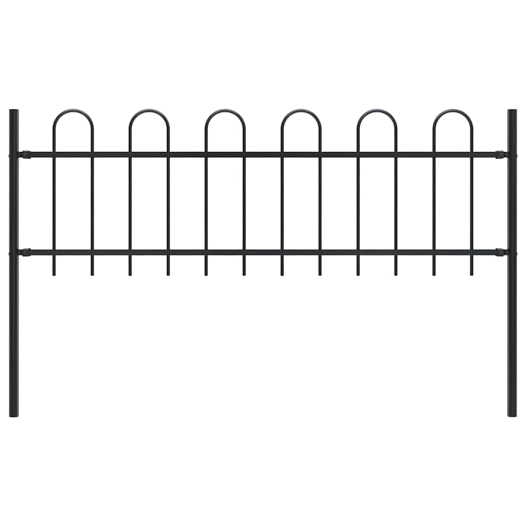 Vidaxl garden fence with round top 1.8 m steel black