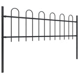 Vidaxl garden fence with round top 1.8 m steel black