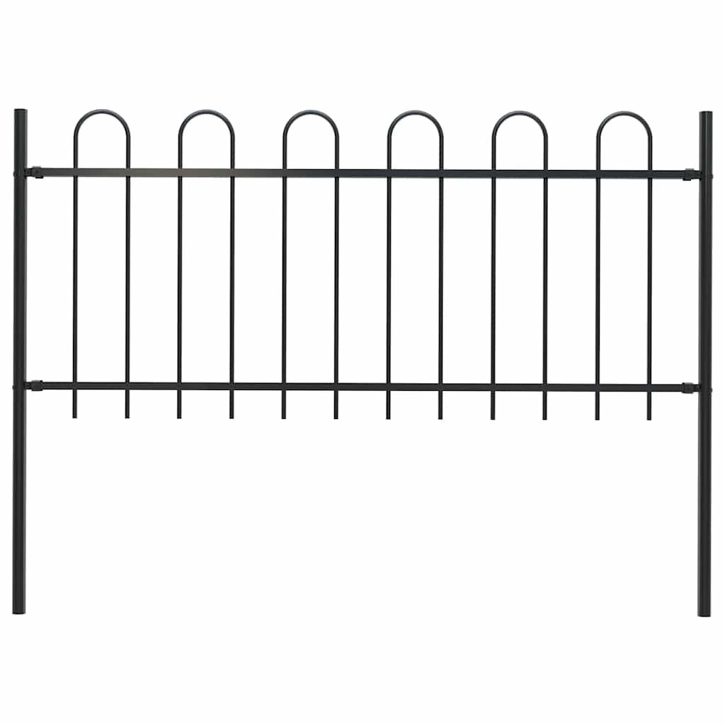 Vidaxl garden fence with round top 1.8 m steel black