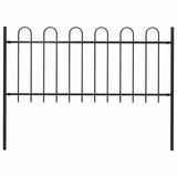 Vidaxl garden fence with round top 1.8 m steel black