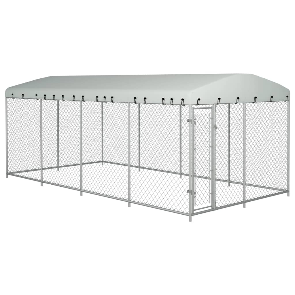 Kennel psa Vidaxl na zewnątrz z dachem 7,6x3,8x2,3 m