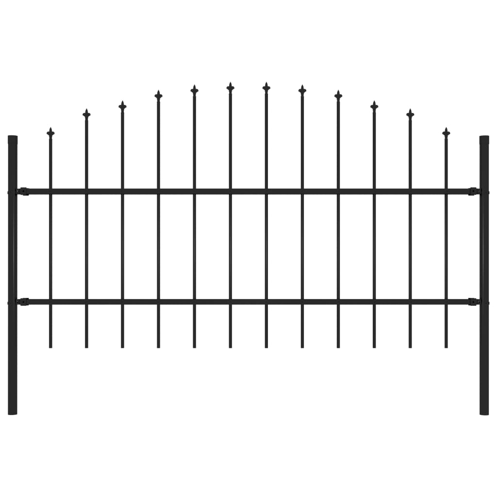 Vidaxl Garden Fence con Spears Top (0,75-1) x1,7 m in acciaio nero