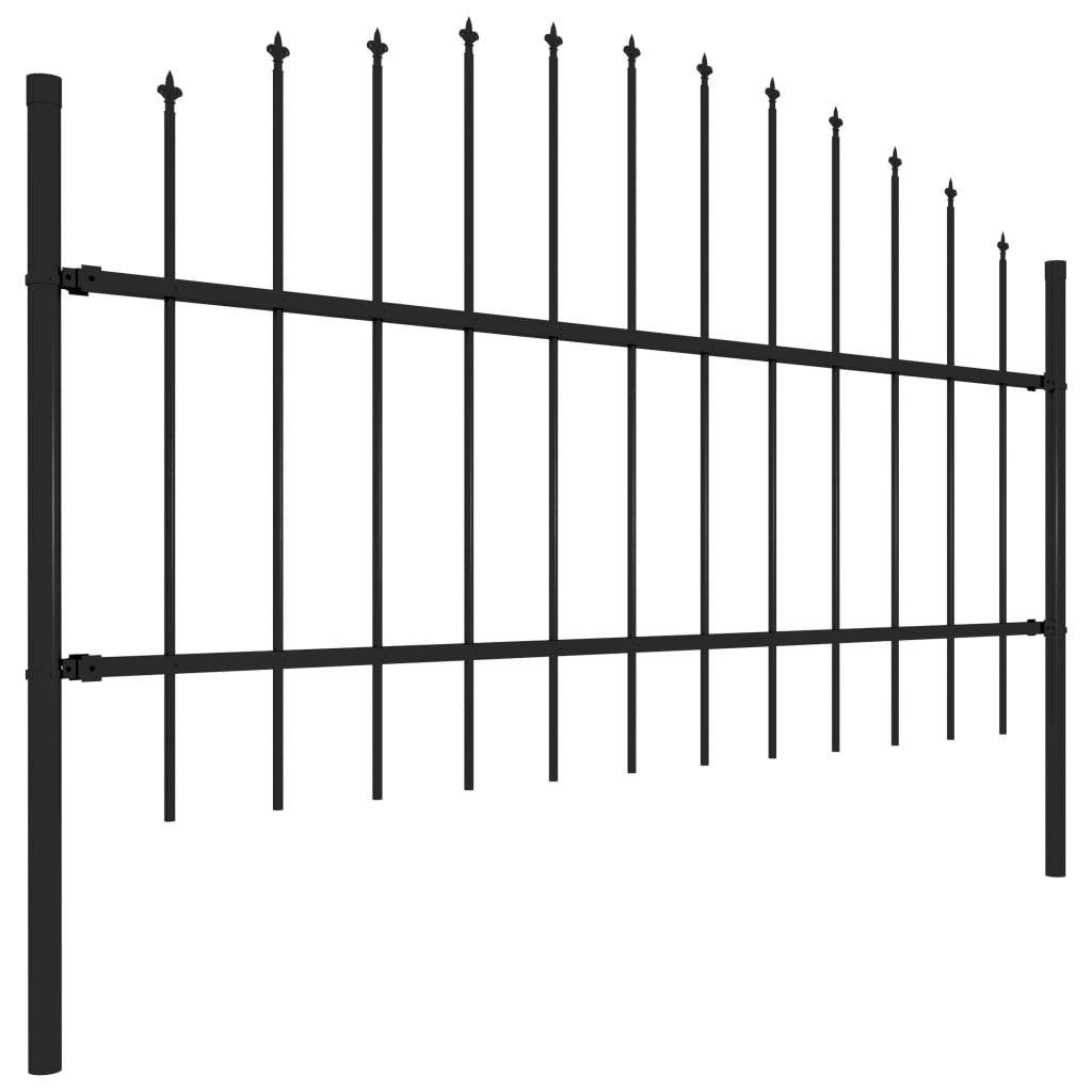 Vidaxl Garden Fence con Spears Top (0,75-1) x1,7 m in acciaio nero